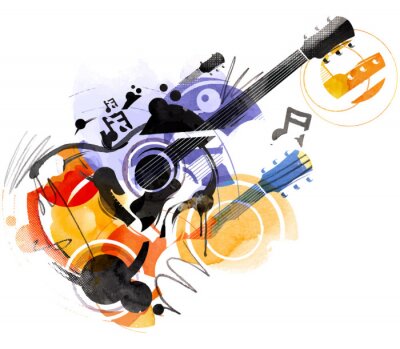 Sticker Gitarren-Skizze