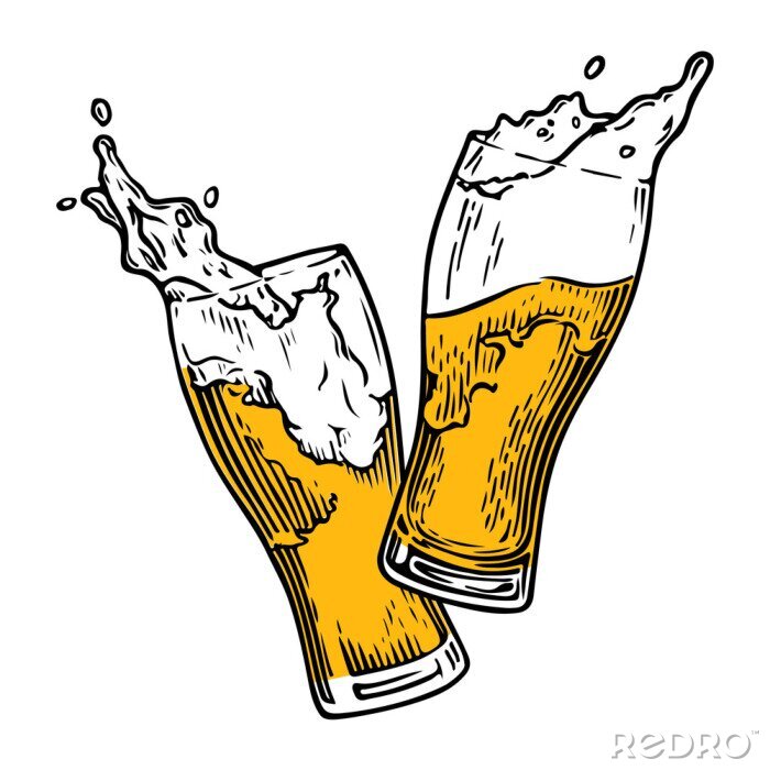 Sticker Gläser Bier mit hohem Schaum