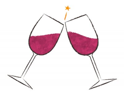 Sticker Gläser Wein und Stern Grafik