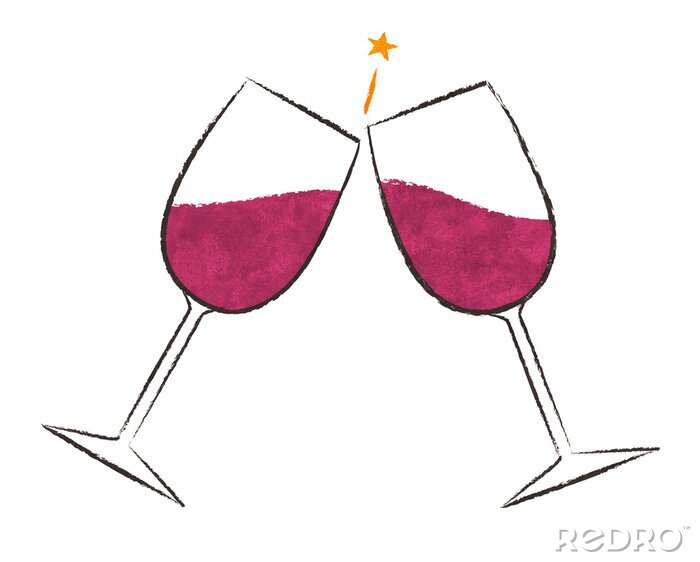 Sticker Gläser Wein und Stern Grafik