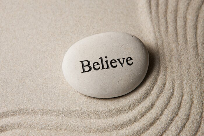 Sticker Glauben Stein