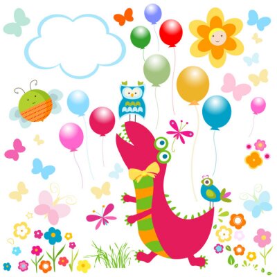 Sticker glücklich Dinosaurier-Karte