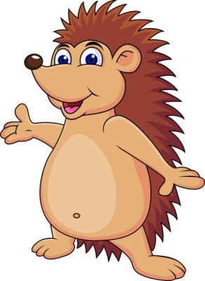 Sticker Glücklicher Igel Karikatur,