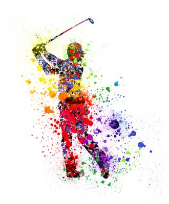 Sticker Golf Retro-Grafik bunte Farbflecken