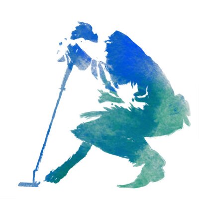 Sticker Golf Retro-Grafik in Blautönen