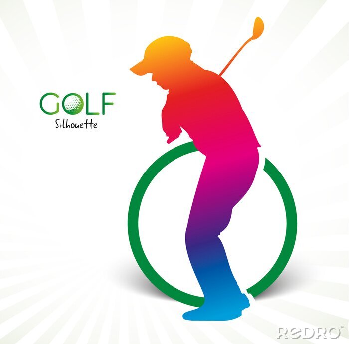 Sticker Golf Retro-Grafik Regenbogenfarben
