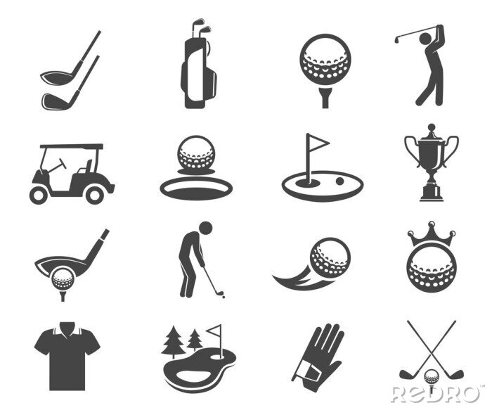 Sticker Golf Sport auf einfachen Symbolen dargestellt