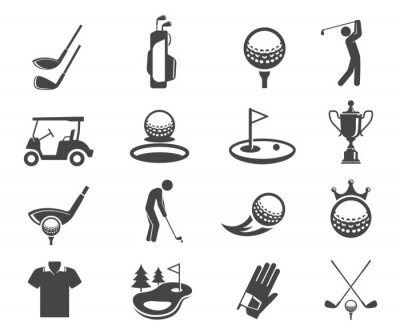 Sticker Golf Sport auf einfachen Symbolen dargestellt