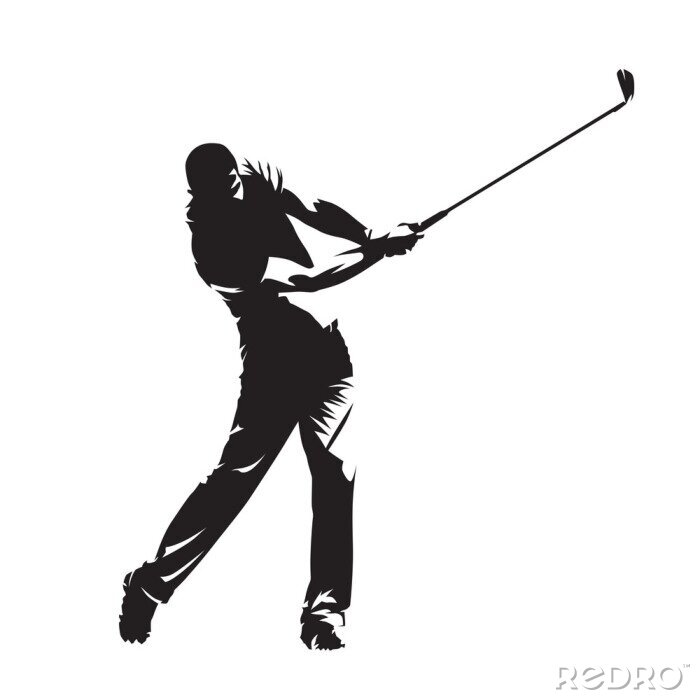 Sticker Golf Sport Mann schlägt den Ball Grafik