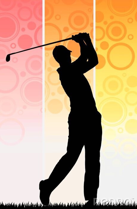 Sticker Golf Sport schwarze Silhouette eines Golfspielers Grafik
