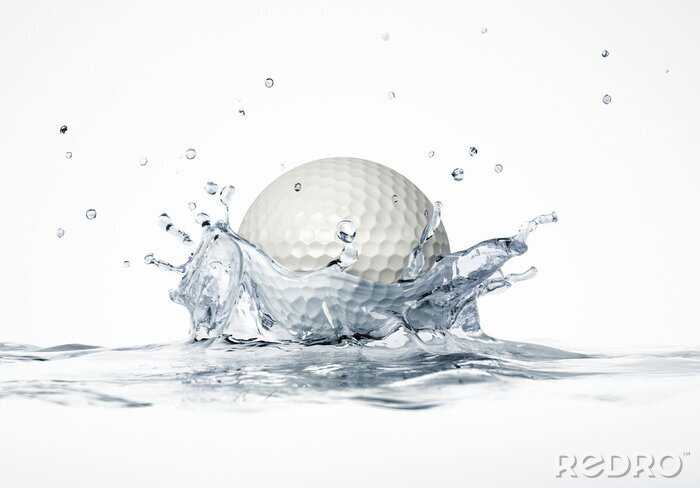 Sticker Golfball fällt ins Wasser