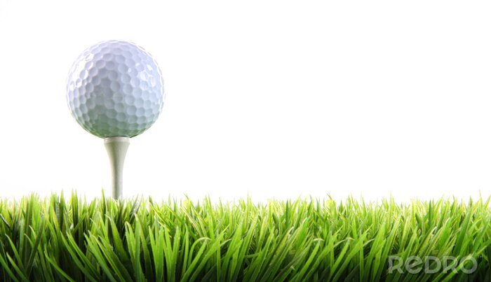 Sticker Golfball mit T-Stück im Gras