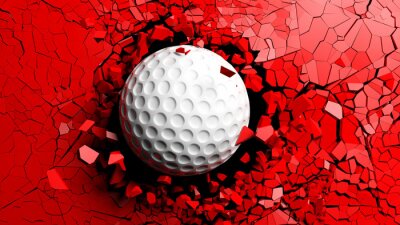 Sticker Golfball zerschlägt Glas Grafik 3D
