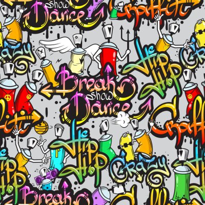 Tapete Graffiti characters seamless pattern