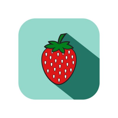 Sticker Grafik einer Erdbeere, die einen Schatten wirft