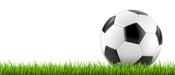 Sticker Grafik eines Fußballs auf dem Rasen im 3D-Stil