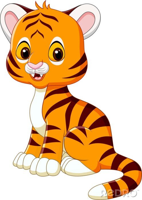 Sticker Grafik eines jungen Tigers mit lächelndem Gesicht