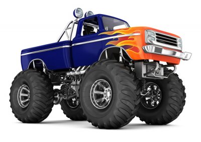 Sticker Grafik eines marineblau-orangenen Lastwagens