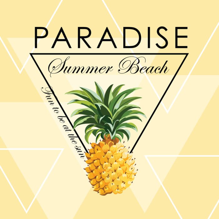 Sticker Grafik mit Ananas und Aufschriften