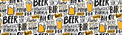 Sticker Grafik mit Aufschrift Bier verschiedene Sprachen