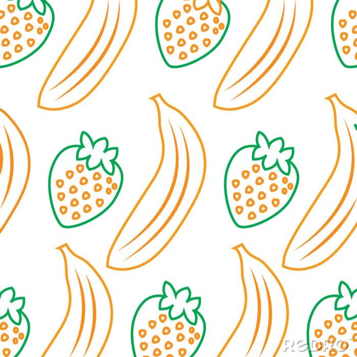 Sticker Grafische Bananen und Erdbeeren