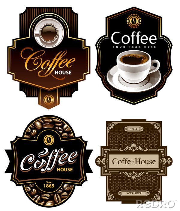 Sticker Grafische Motive mit Kaffee