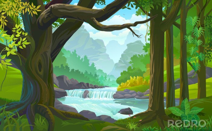 Sticker Grafischer Dschungel für Kinder