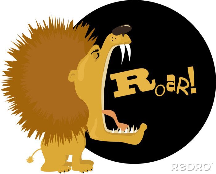 Sticker Grafischer Löwe und Aufschrift aus seinem Maul