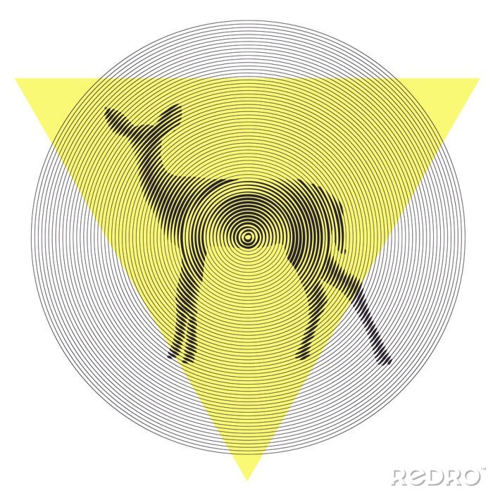 Sticker Grafisches geometrisches Motiv mit Hirsch