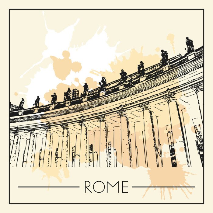 Sticker Graphic illustration with decorative architecture 32