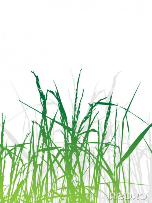 Sticker Grass Silhouette grün, Sommer Hintergrund