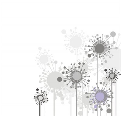 Sticker Graue Blumen auf weißem Hintergrund