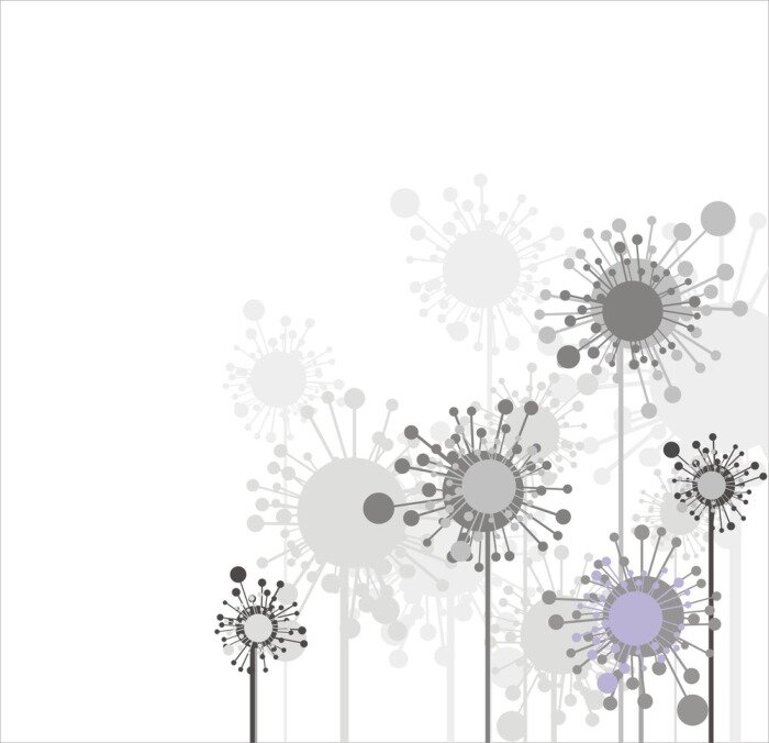 Sticker Graue Blumen auf weißem Hintergrund