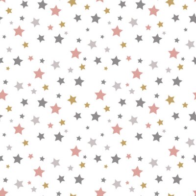 Sticker Graue gelbe lachsfarbene Sterne auf weißem Hintergrund