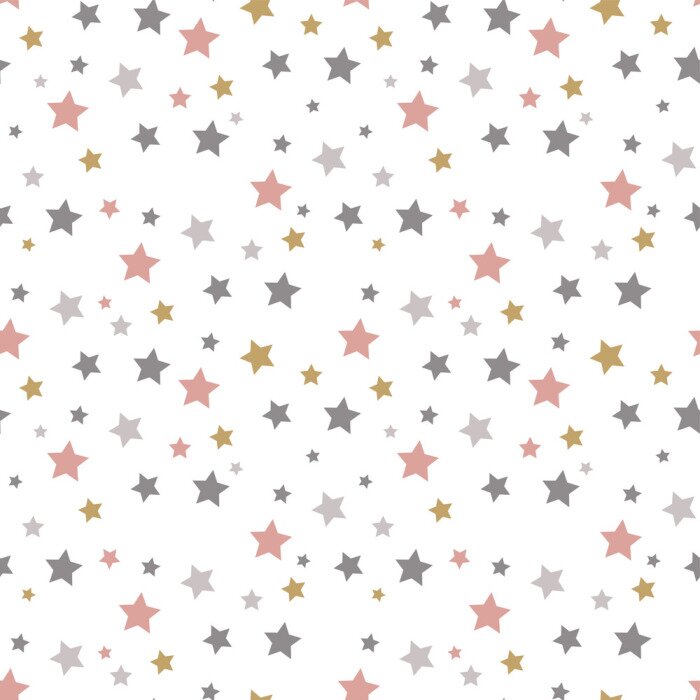 Sticker Graue gelbe lachsfarbene Sterne auf weißem Hintergrund