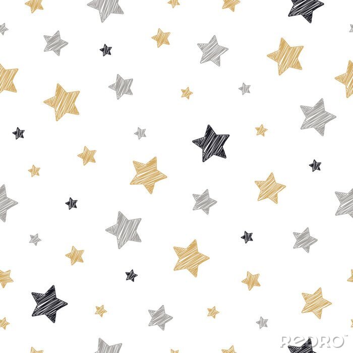 Sticker Graue gelbe und schwarze Sterne Zeichnung