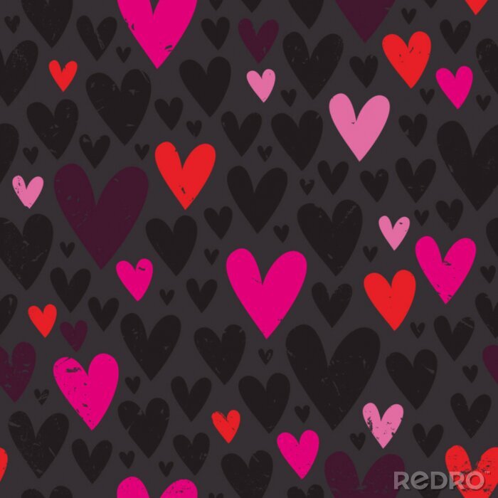 Sticker Graue und rosa Herzchen auf dunklem Hintergrund