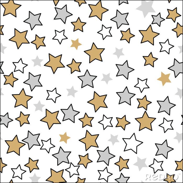 Sticker Graue weiße und gelbe Sterne einfache Grafik