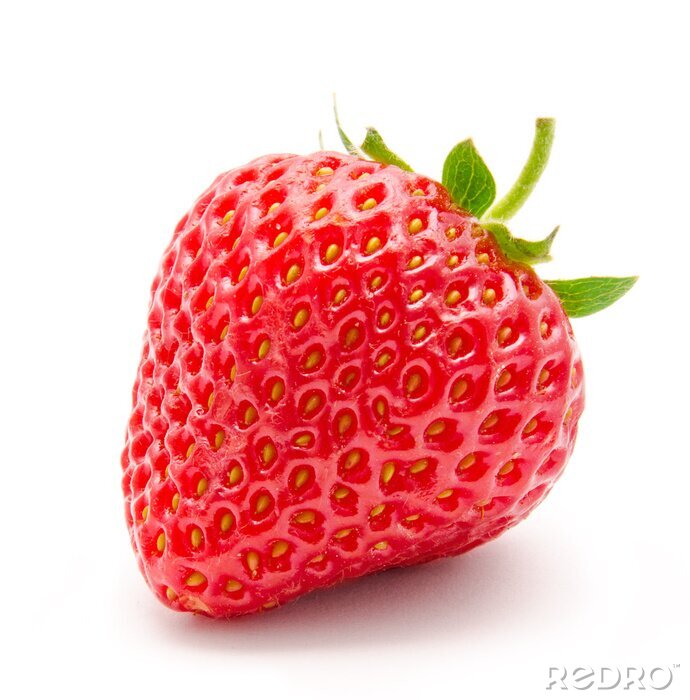 Sticker Große Erdbeere auf weißem Hintergrund liegend