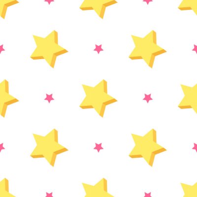 Sticker Große gelbe und kleine rosa Sterne