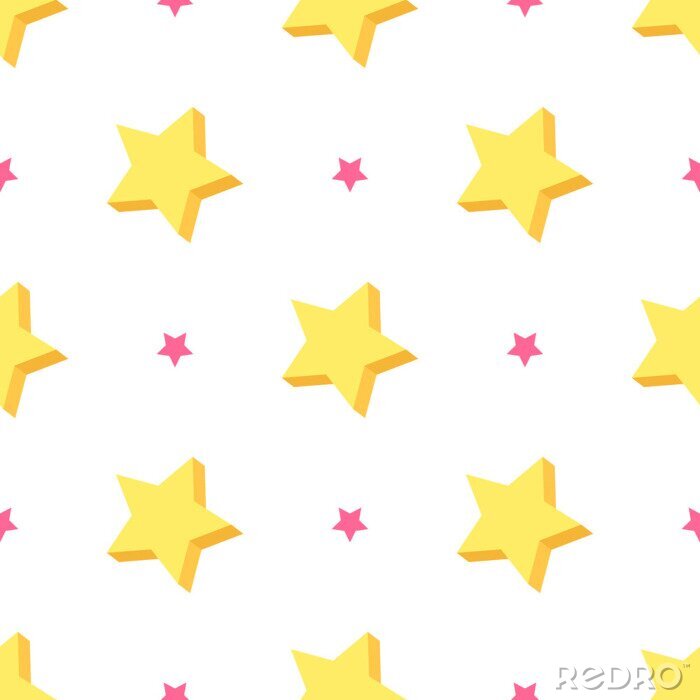 Sticker Große gelbe und kleine rosa Sterne