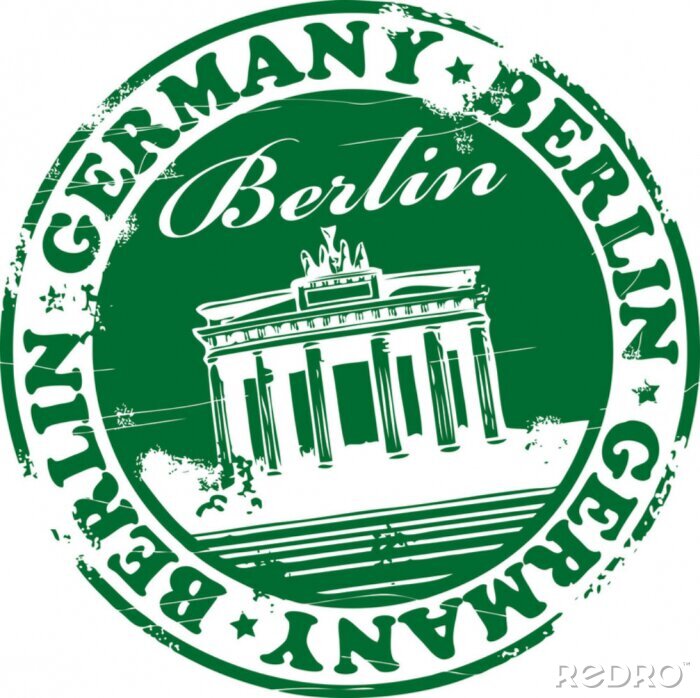 Sticker Grün-Briefmarke mit dem Namen Berlin