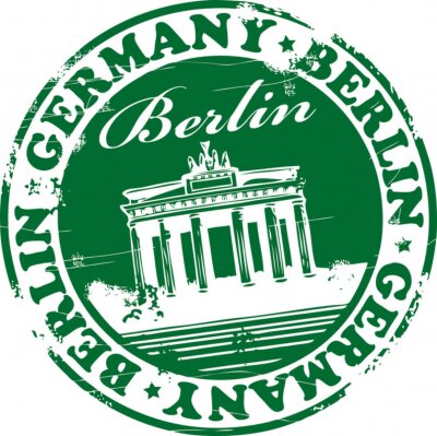 Sticker Grün-Briefmarke mit dem Namen Berlin
