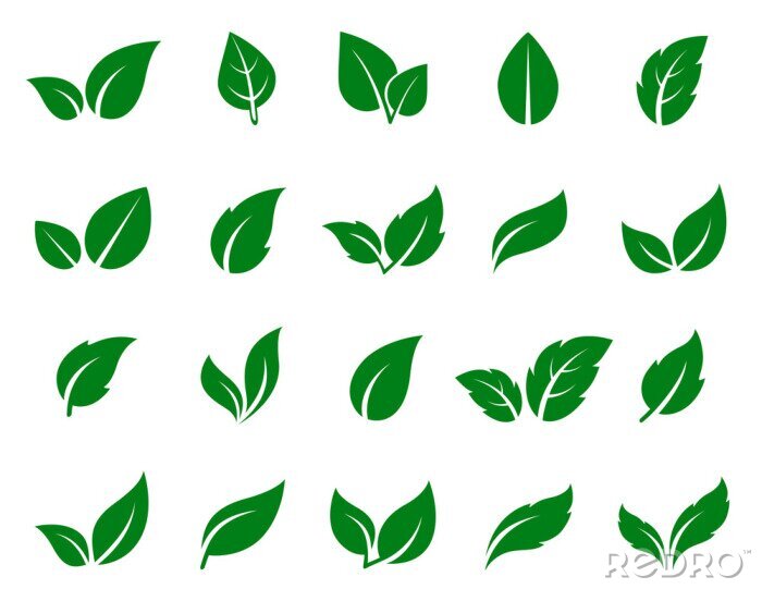 Sticker Grüne Blatt Symbole gesetzt