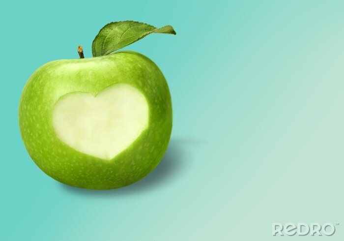 Sticker Grüner Apfel mit ausgeschnittener Herzform