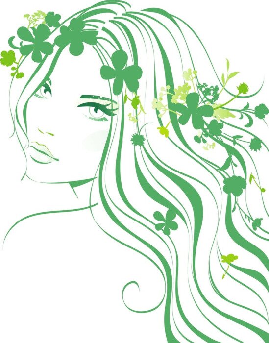Sticker Grünes Bild mit einer Frau