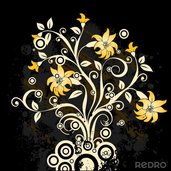 Sticker Grunge floral background