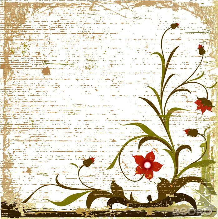 Sticker Grunge florale Komposition