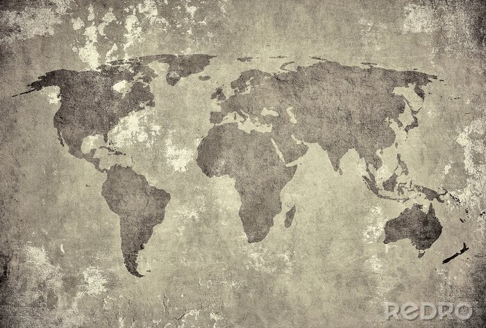 Sticker Grunge-Karte der Welt