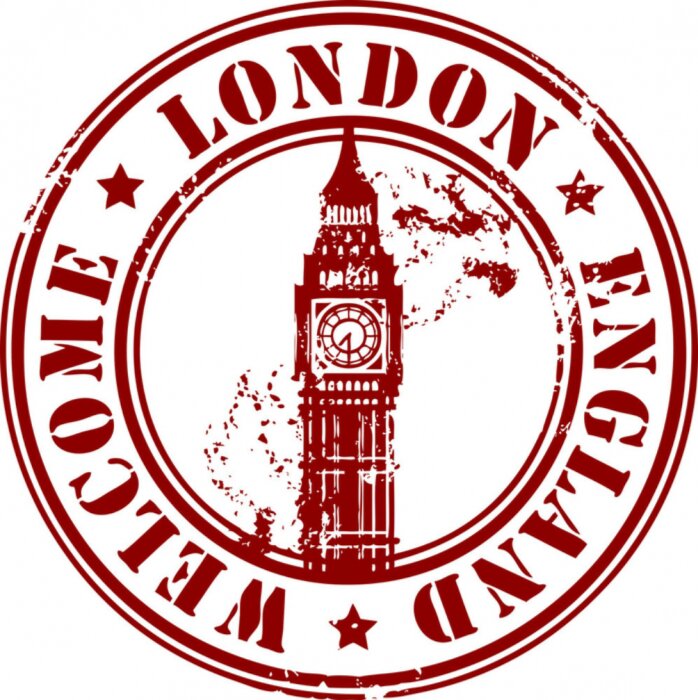 Sticker Grunge Stempel mit London, England, innerhalb Willkommen